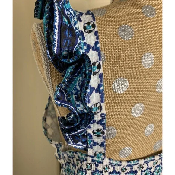 Lucky Brand Maxi Dress XL Cotton Ruffle Resort Summer 100% Cotton Boho Beach - Picture 12 of 16